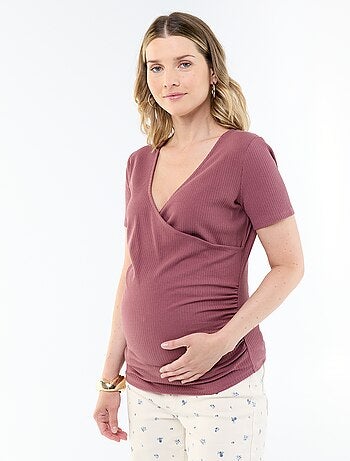 T-shirt premaman con scollo a portafoglio