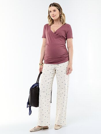 T-shirt premaman con scollo a portafoglio