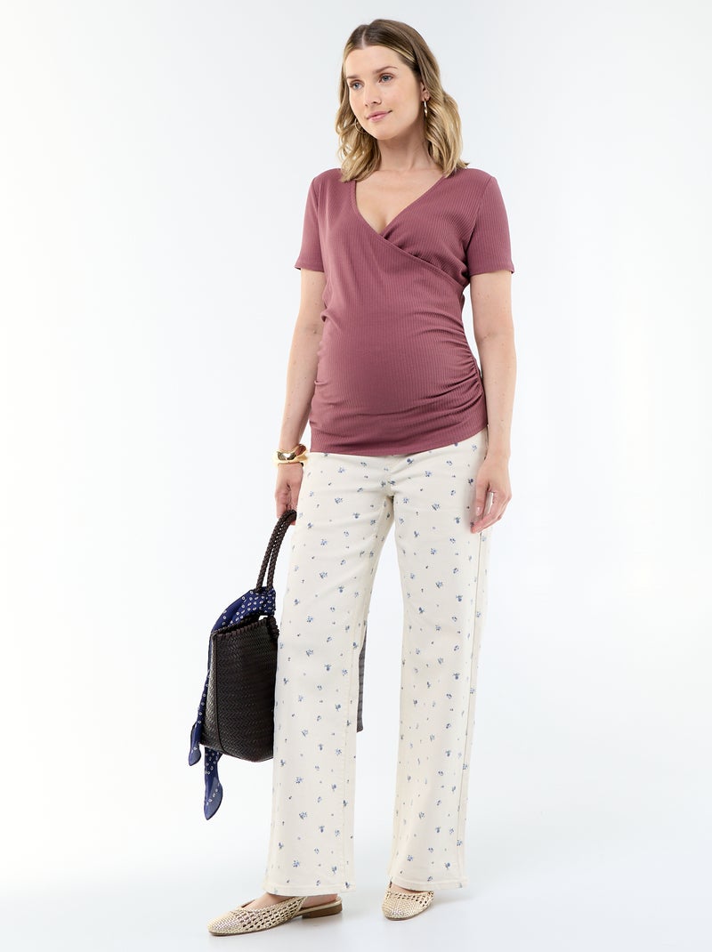 T-shirt premaman con scollo a portafoglio Rosa - Kiabi