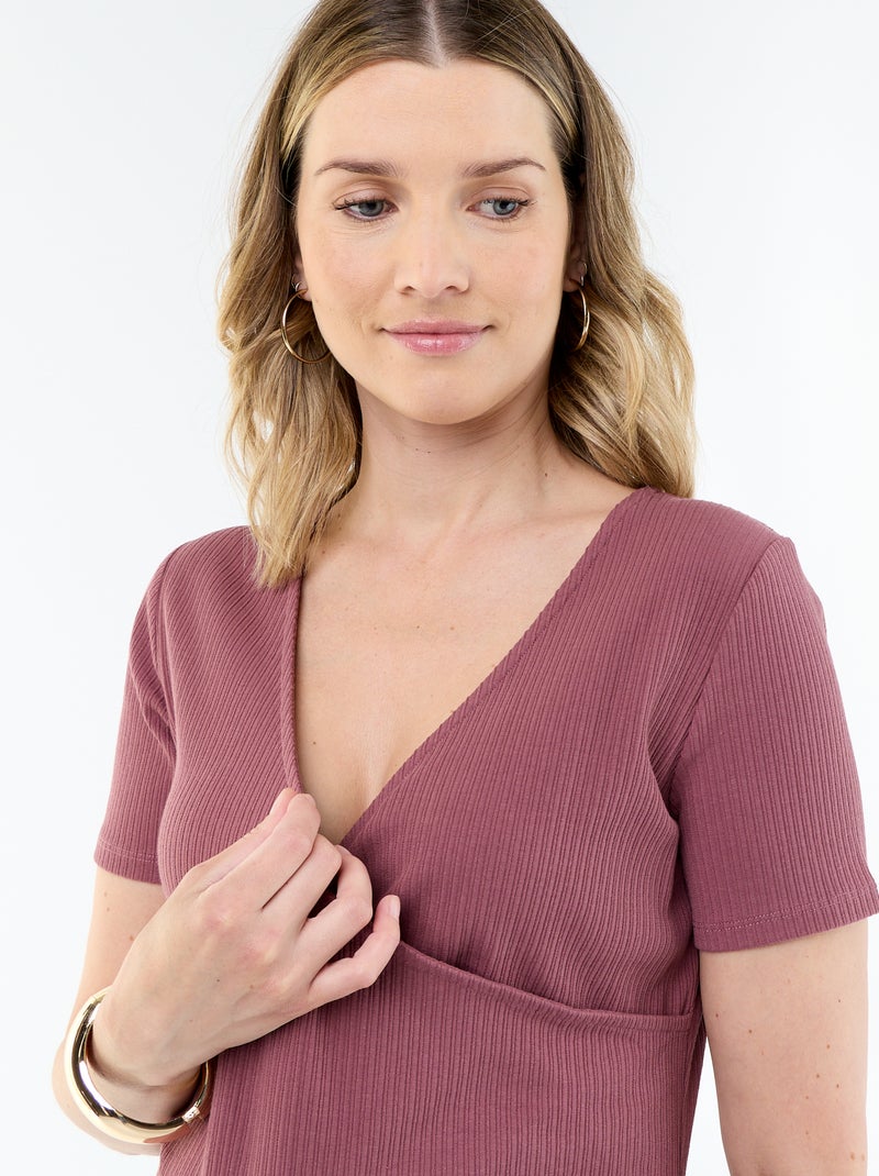 T-shirt premaman con scollo a portafoglio Rosa - Kiabi