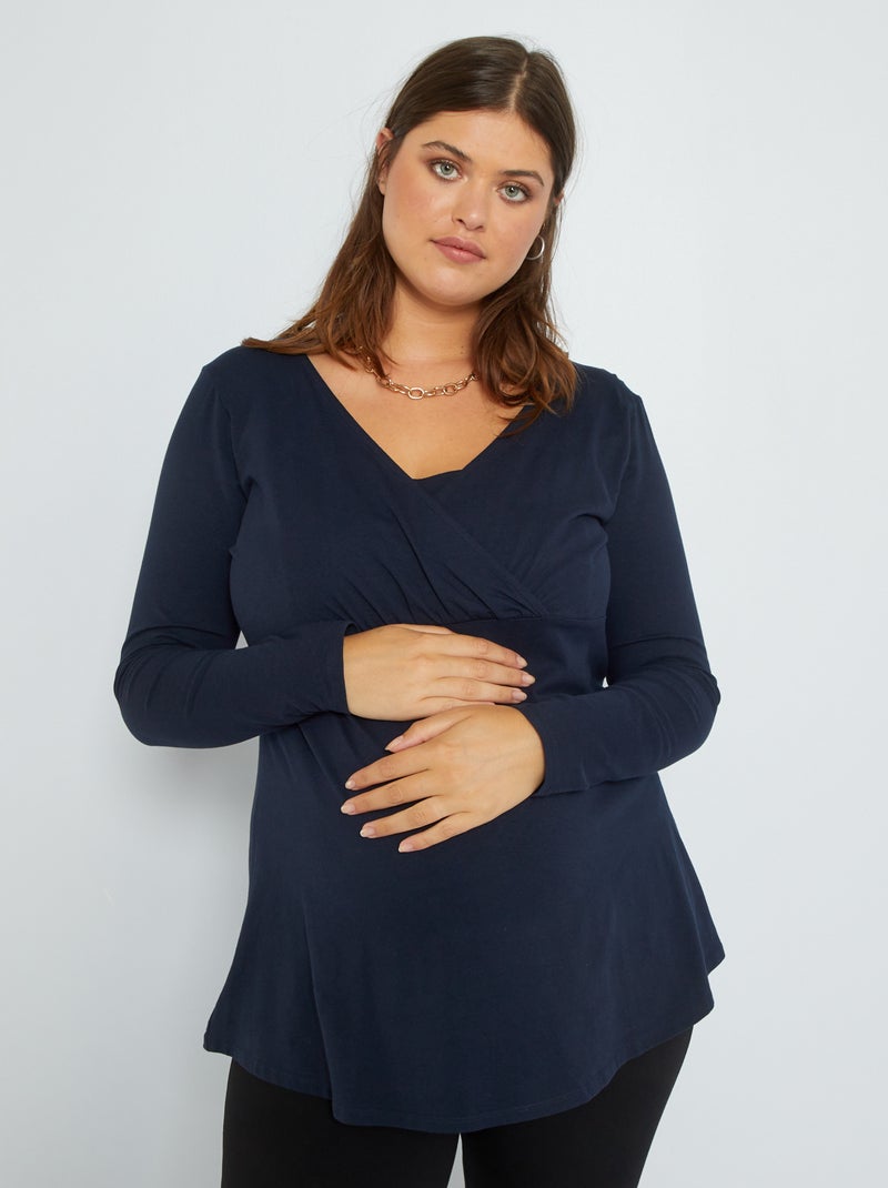 T-shirt premaman con scollo incrociato blu - Kiabi