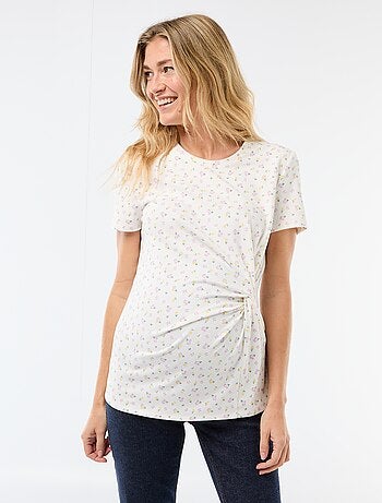 T-shirt premaman con scollo rotondo drappeggiato