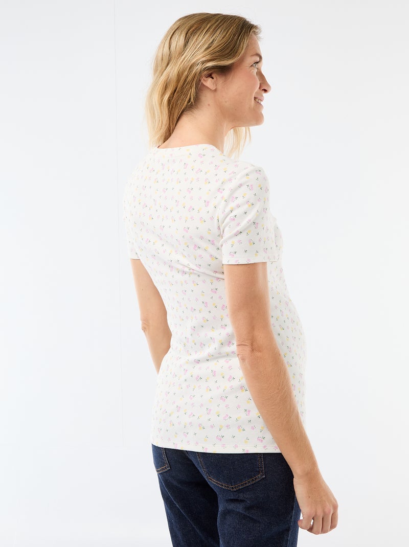 T-shirt premaman con scollo rotondo drappeggiato Beige - Kiabi