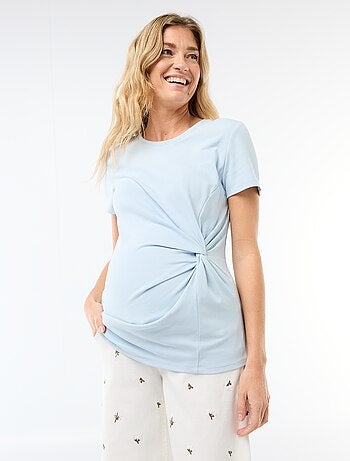 T-shirt premaman con scollo rotondo drappeggiato