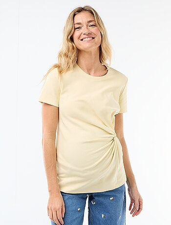 T-shirt premaman con scollo rotondo drappeggiato