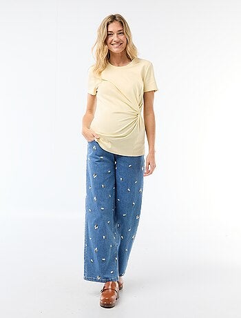 T-shirt premaman con scollo rotondo drappeggiato