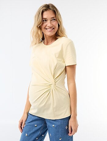 T-shirt premaman con scollo rotondo drappeggiato