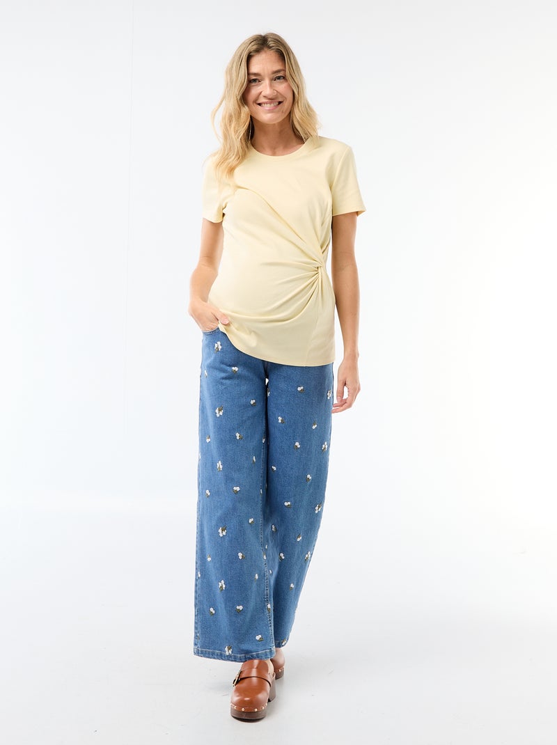 T-shirt premaman con scollo rotondo drappeggiato Giallo - Kiabi