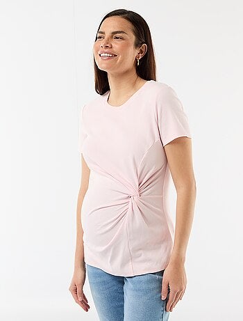 T-shirt premaman con scollo rotondo drappeggiato