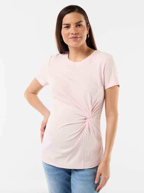 T-shirt premaman con scollo rotondo drappeggiato - Kiabi T-shirt premaman con scollo rotondo drappeggiato - Kiabi