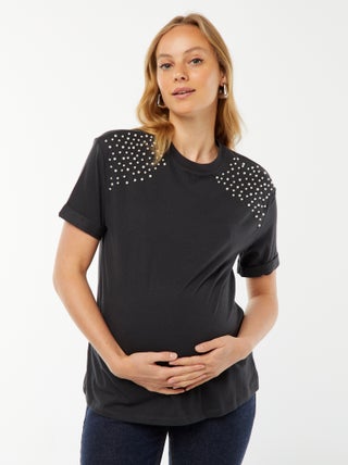 T-shirt premaman decorata con perle