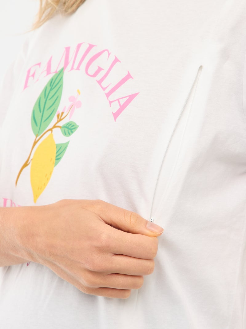 T-shirt premaman e allattamento a maniche corte con stampa Bianco - Kiabi