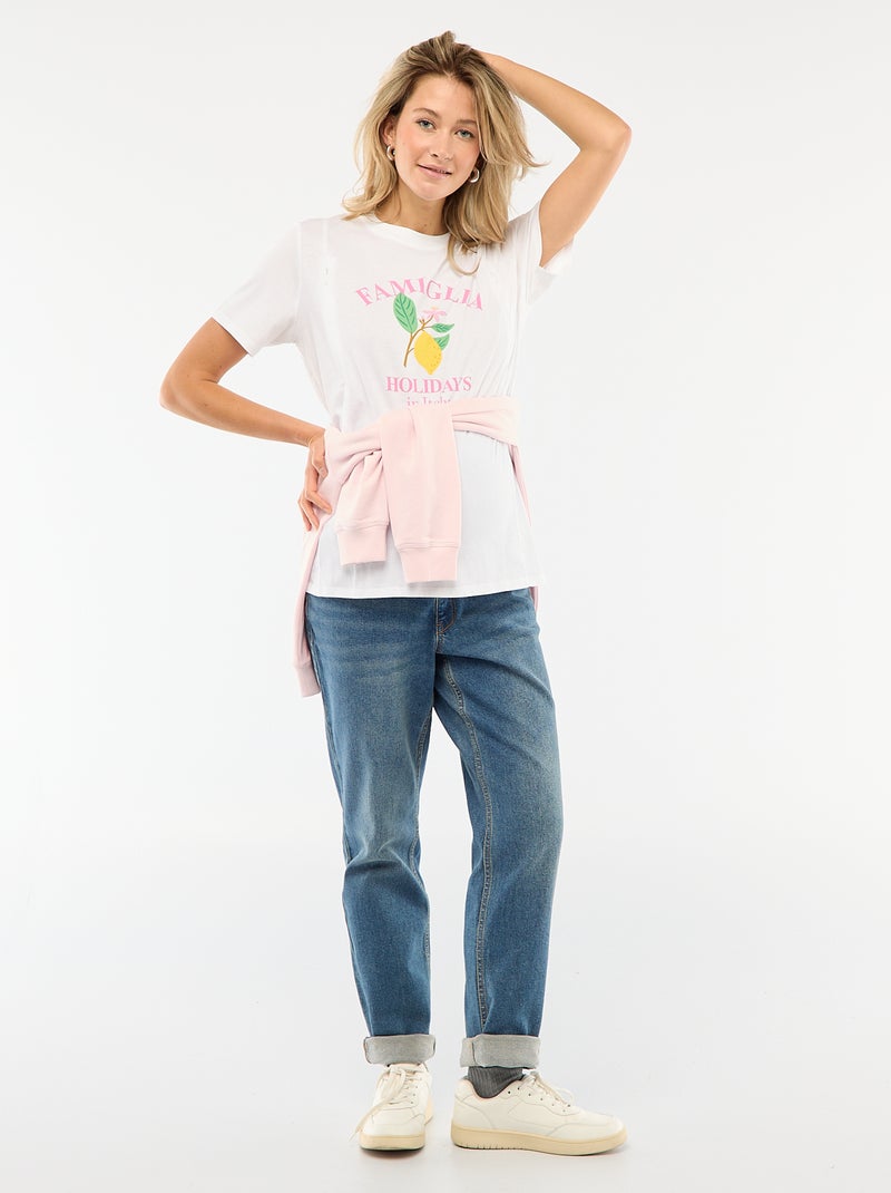 T-shirt premaman e allattamento a maniche corte con stampa Bianco - Kiabi