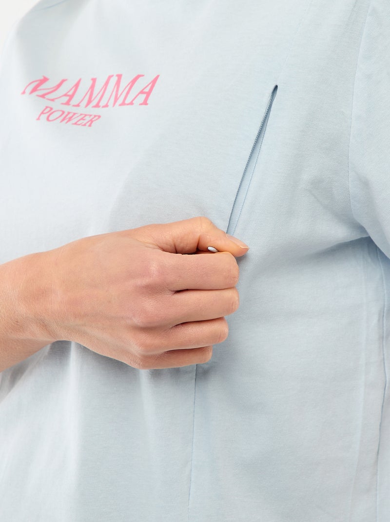 T-shirt premaman e allattamento a maniche corte con stampa Blu - Kiabi