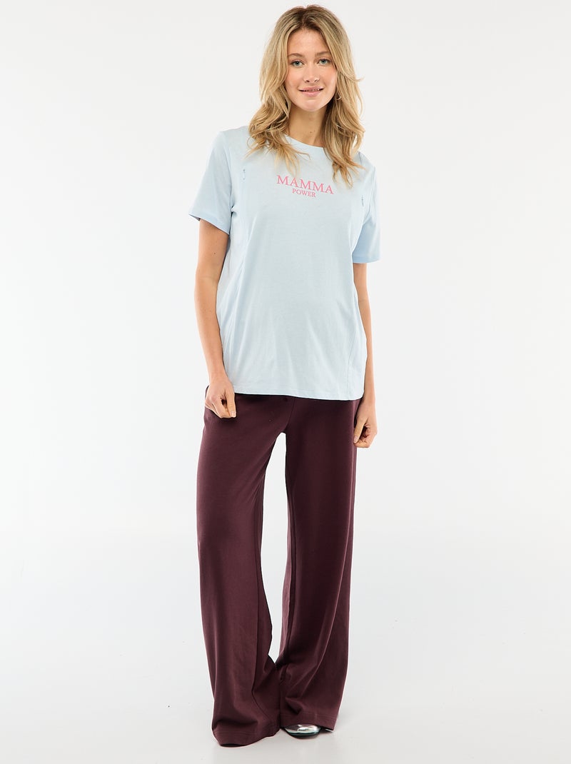 T-shirt premaman e allattamento a maniche corte con stampa Blu - Kiabi