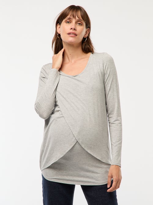 T-shirt premaman e allattamento effetto chiné - Kiabi
