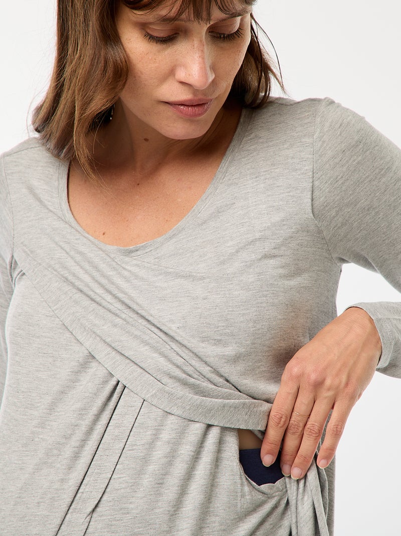 T-shirt premaman e allattamento effetto chiné Grigio - Kiabi