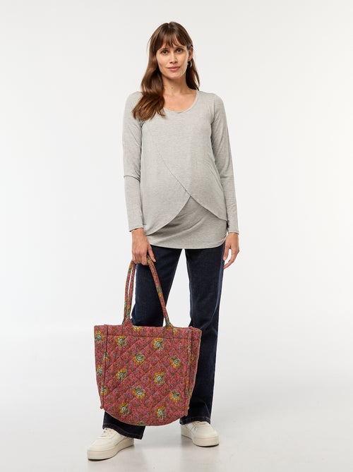 T-shirt premaman e allattamento effetto chiné - Kiabi