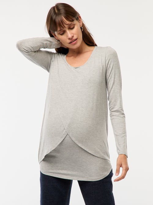T-shirt premaman e allattamento effetto chiné - Kiabi