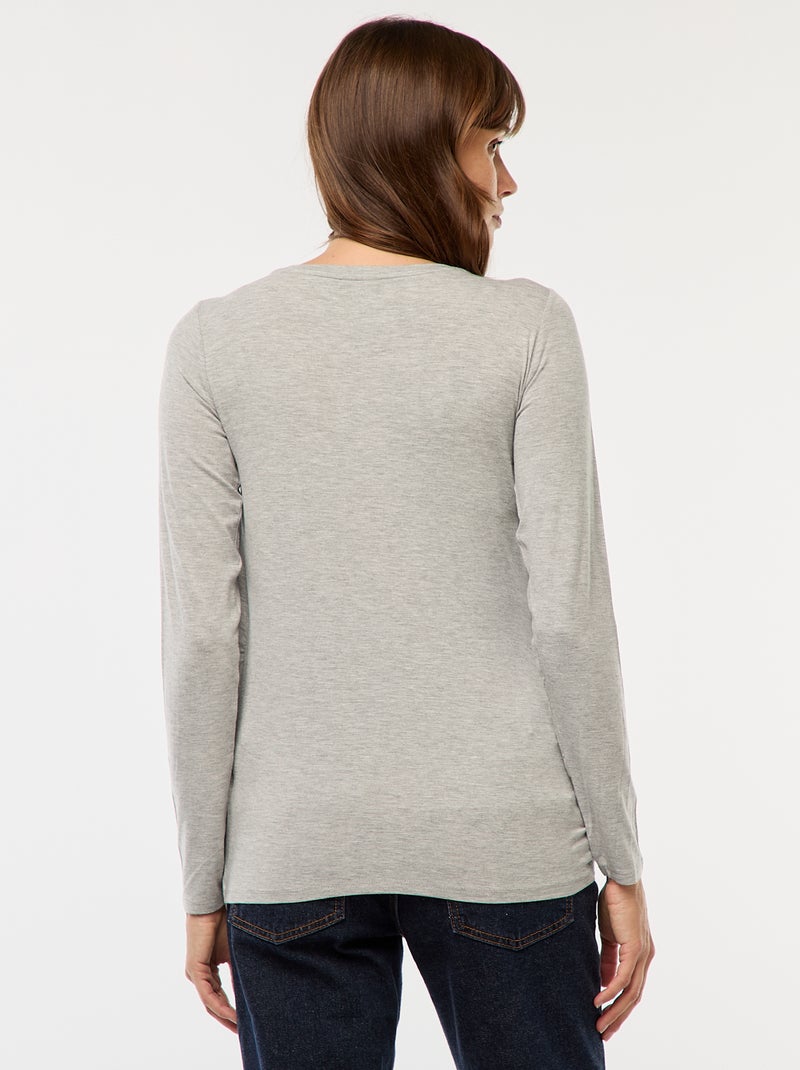 T-shirt premaman e allattamento effetto chiné Grigio - Kiabi