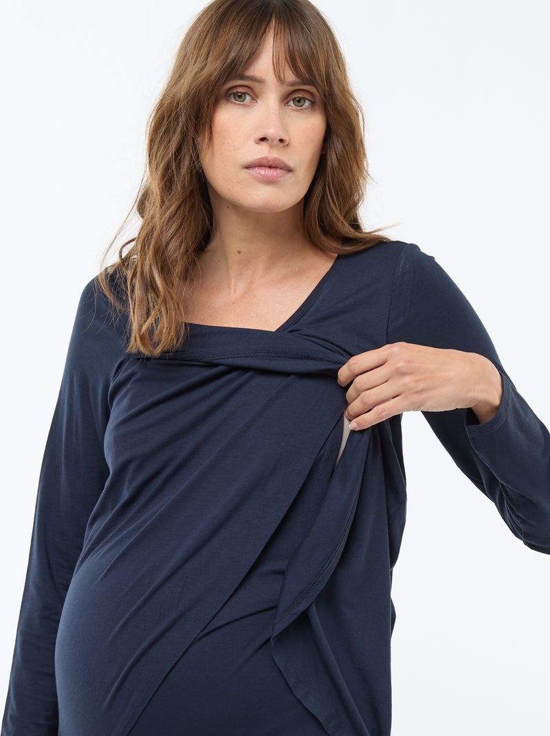 T-shirt premaman e allattamento effetto mélange Blu - Kiabi