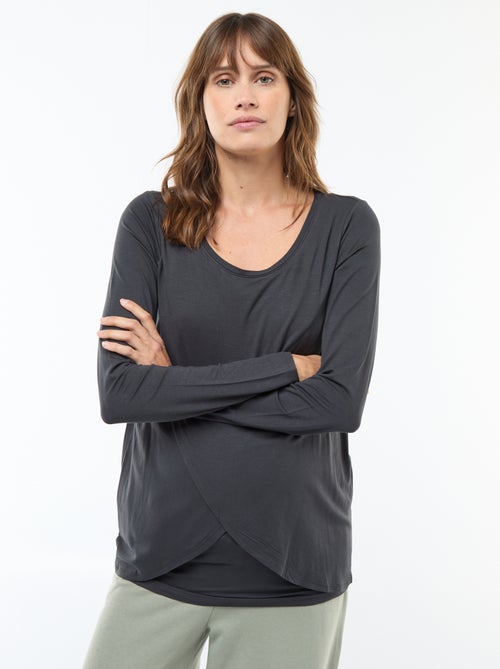 T-shirt premaman e allattamento effetto mélange - Kiabi