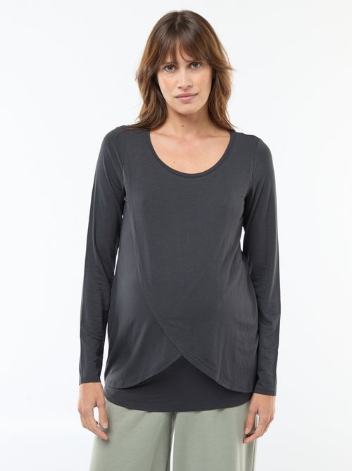 T-shirt premaman e allattamento effetto mélange - Kiabi