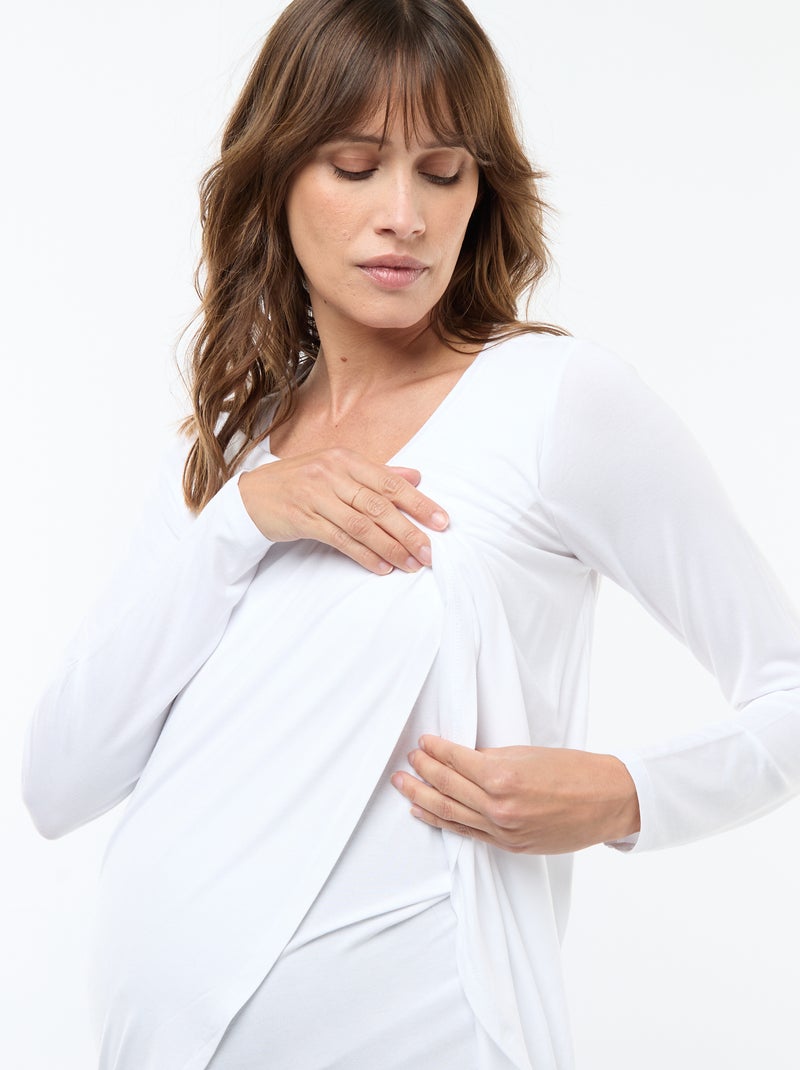 T-shirt premaman e allattamento mélange Bianco - Kiabi