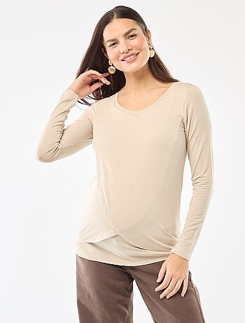 T-shirt premaman e allattamento effetto mélange