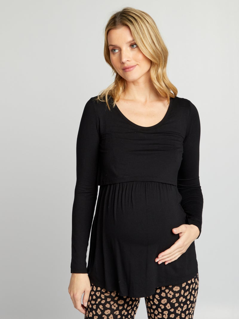 T-shirt premaman e per l'allattamento nero - Kiabi