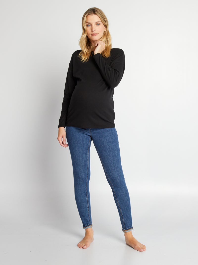T-shirt premaman in tessuto a maglia nero - Kiabi
