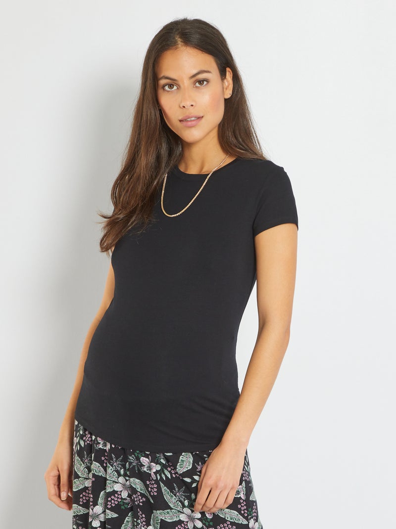 T-shirt premaman scollo tondo Nero - Kiabi