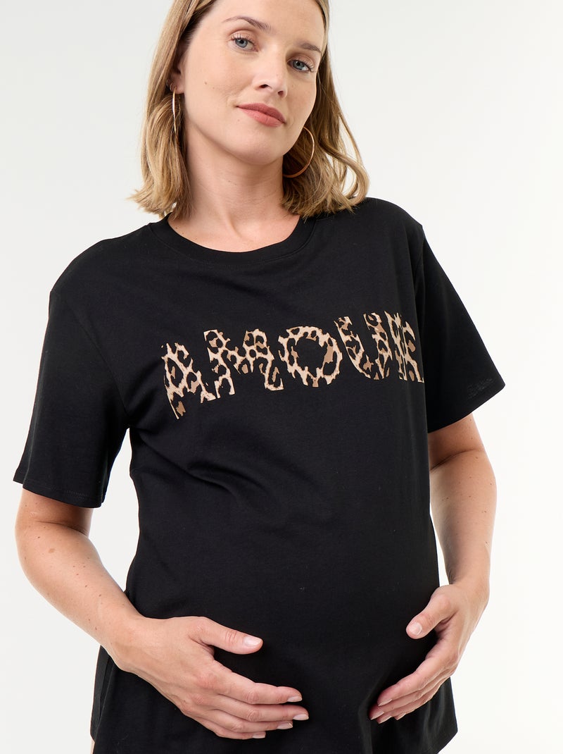 T-shirt premaman stampata Nero - Kiabi