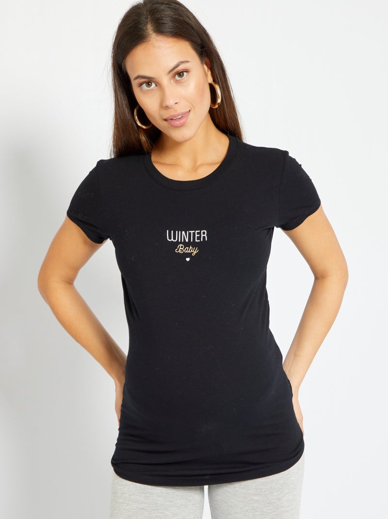 T-shirt premaman 'Winter baby' NERO - Kiabi