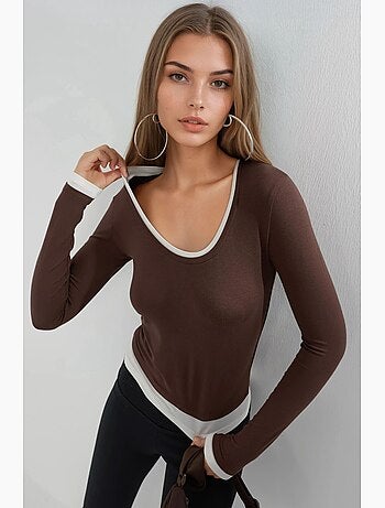 T-shirt profili a contrasto manica lunga busem