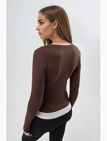 T-shirt profili a contrasto manica lunga busem