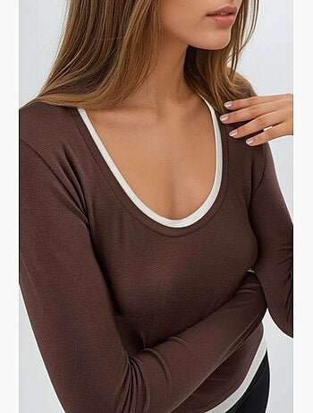 T-shirt profili a contrasto manica lunga busem