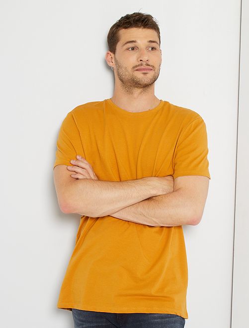 T-shirt puro cotone +190cm - giallo ocra - Kiabi - 5.00€
