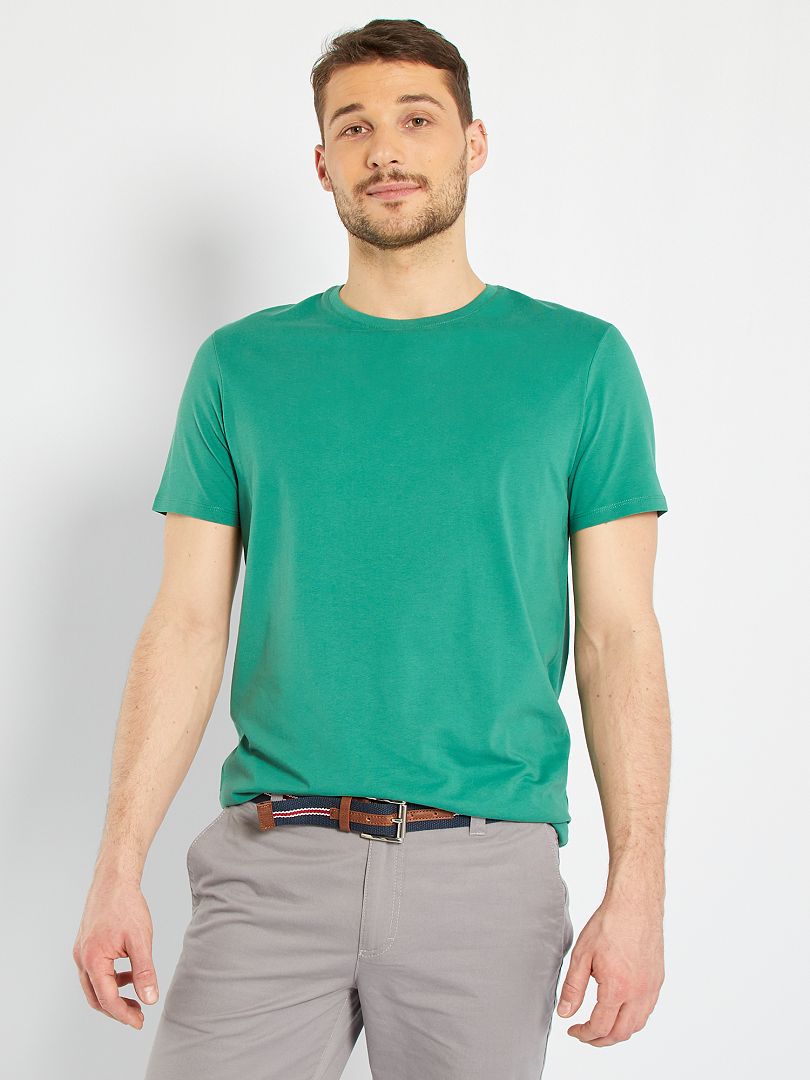 T-shirt puro cotone +190cm verde pino - Kiabi