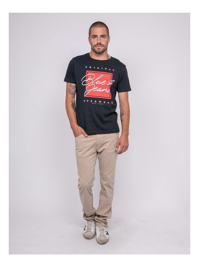 T-shirt puro cotone con motivo JABLOTE Blu marino - Kiabi