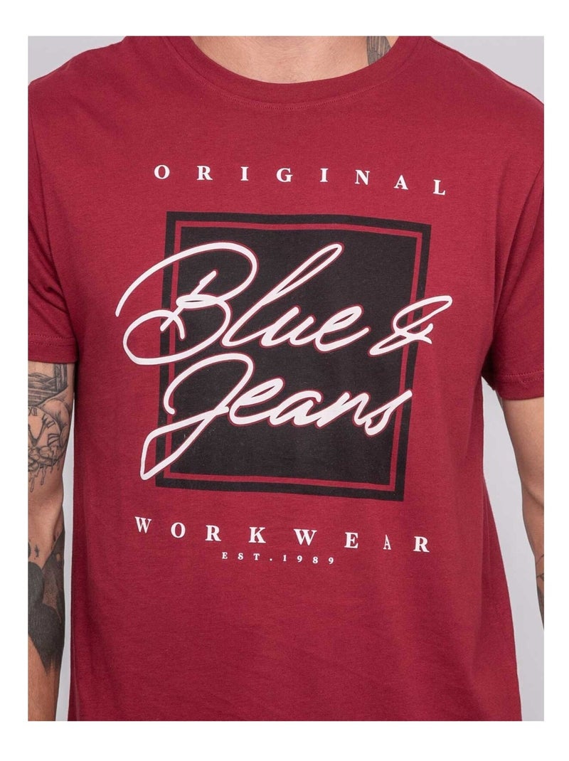 T-shirt puro cotone con motivo JABLOTE Bordeaux - Kiabi