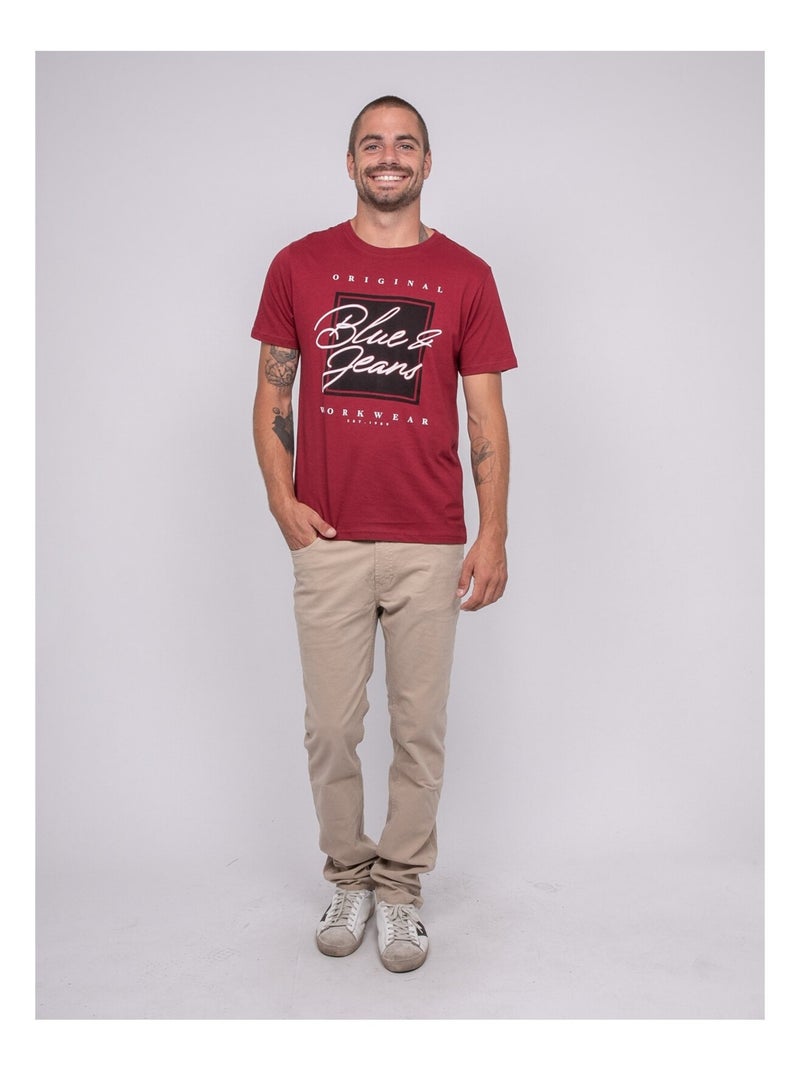 T-shirt puro cotone con motivo JABLOTE Bordeaux - Kiabi