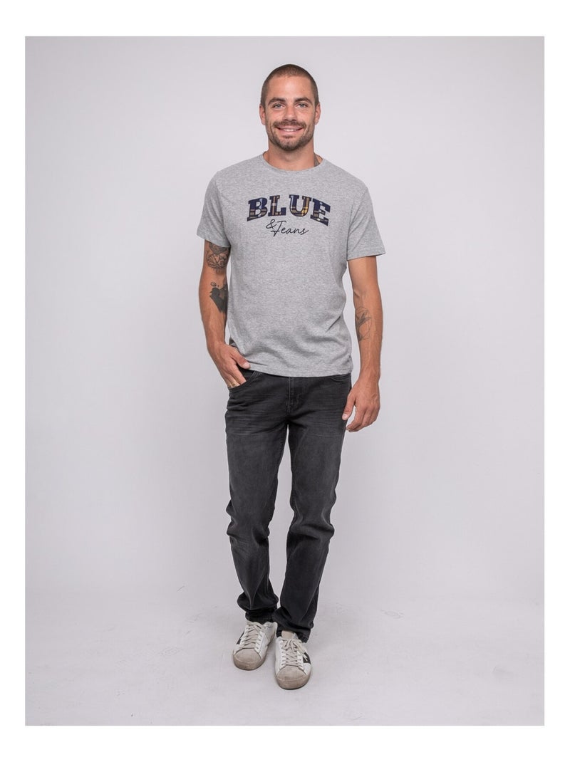 T-shirt puro cotone con motivo JACKHORN Grigio - Kiabi