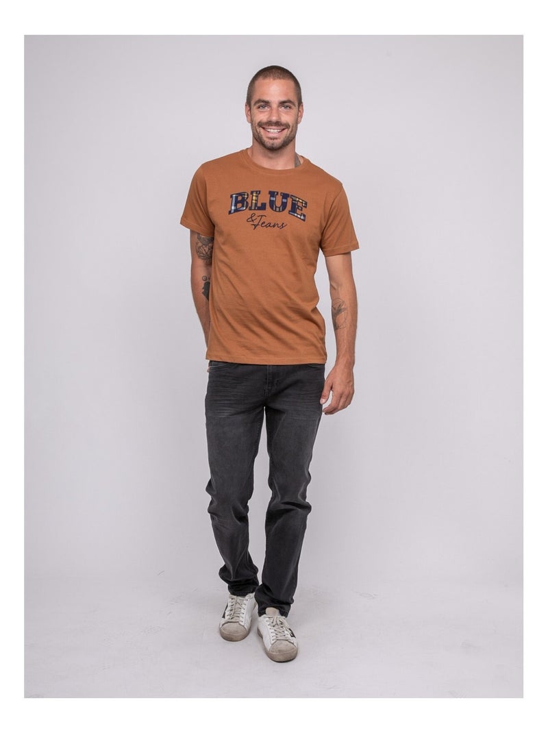 T-shirt puro cotone con motivo JACKHORN Marrone caramello - Kiabi