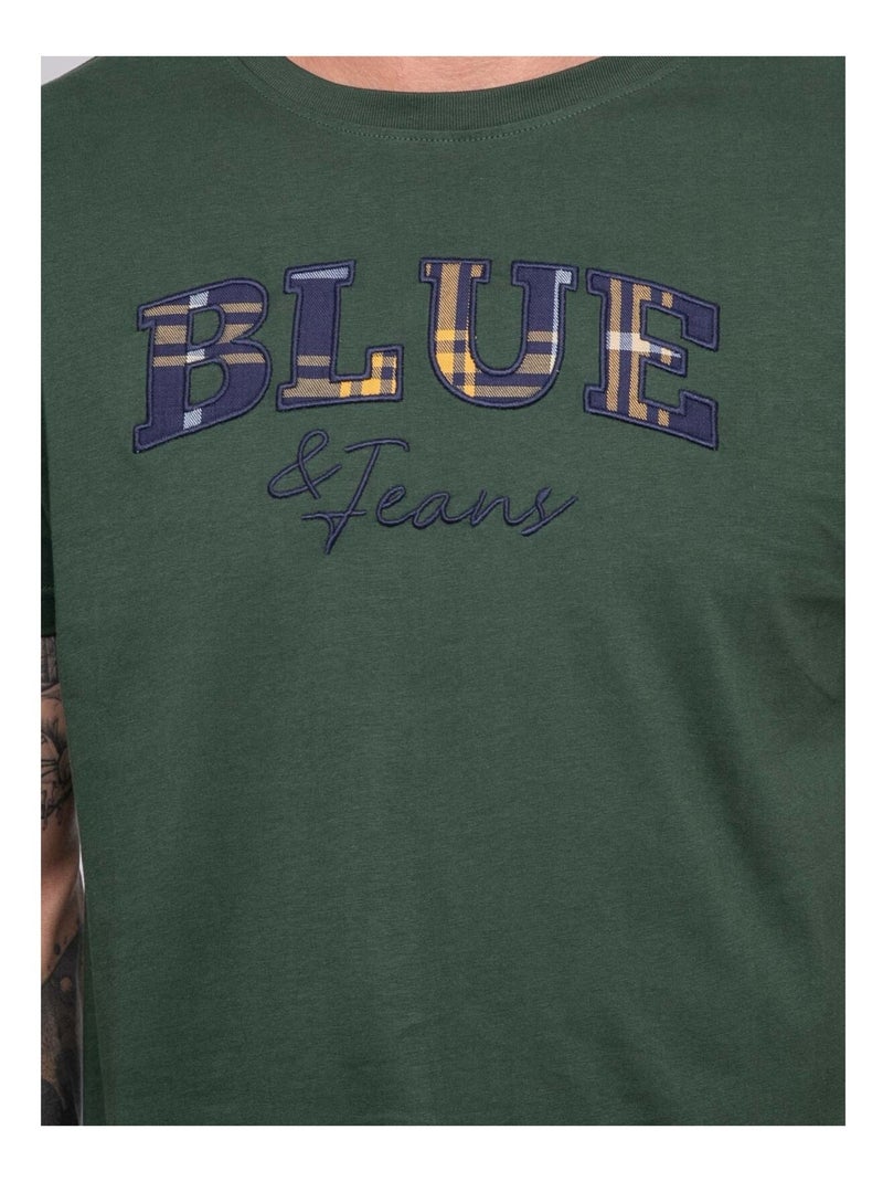 T-shirt puro cotone con motivo JACKHORN Verde foresta - Kiabi