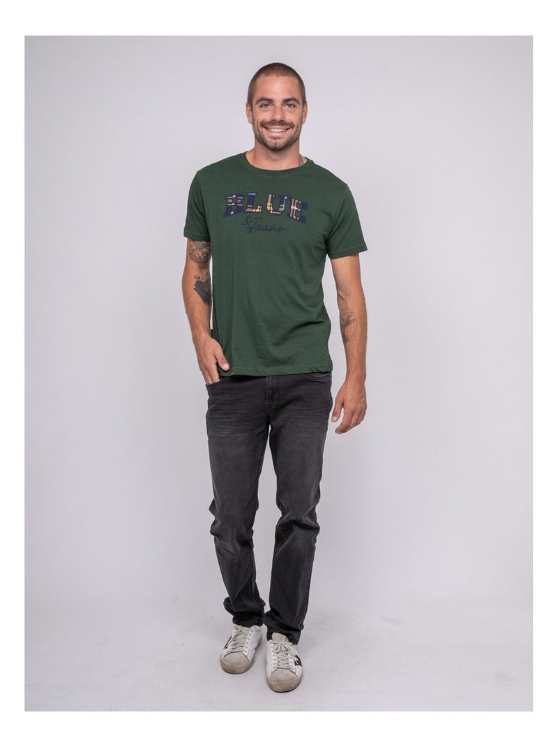 T-shirt puro cotone con motivo JACKHORN Verde foresta - Kiabi