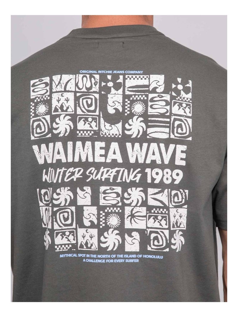 T-shirt puro cotone con motivo JARGNOL Cachi - Kiabi