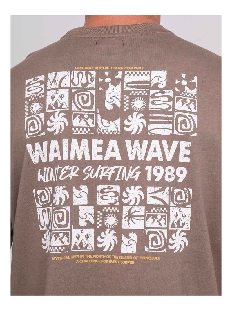 T-shirt puro cotone con motivo JARGNOL Marrone - Kiabi