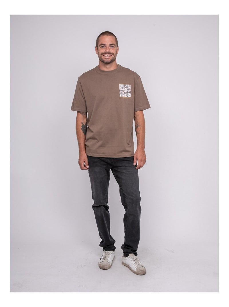 T-shirt puro cotone con motivo JARGNOL Marrone - Kiabi