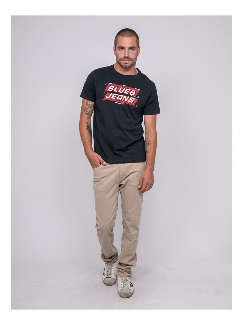 T-shirt puro cotone con motivo JORDIPAL Blu marino - Kiabi